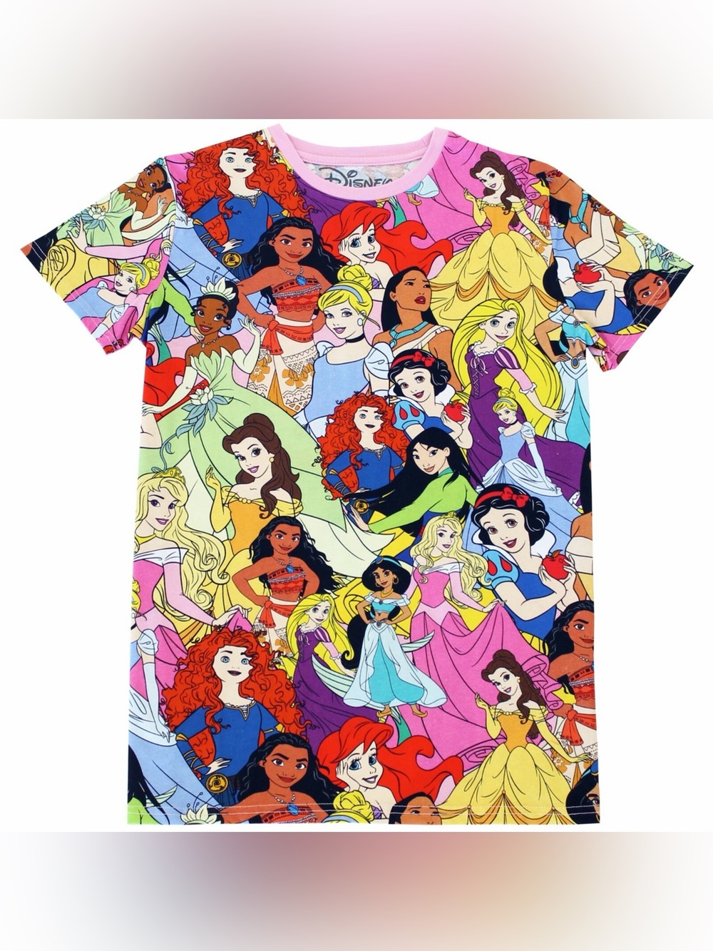Disney Cakeworthy Princess All Over Print T-Shirt Women’s Large Pink Multicolor